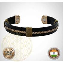 Bracelete de Cobre Magnético Ajustável FLUIR COURO Com COBRE Bracelete de Cobre Magnético Ajustável FLUIR COURO Com COBRE