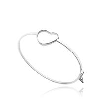 Bracelete de Coração em Prata 925 Italiana Bracelete Feminino Prata com Coração