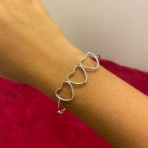 Bracelete De Corações 100% Prata925