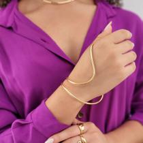 Bracelete de Mão Dourado e Prata