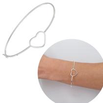 Bracelete De Prata 925 Fio Com Coração Prata Pura garantia