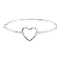 Bracelete De Prata 925 Fio Quadrado Com Coração 1.5mm 2,4g