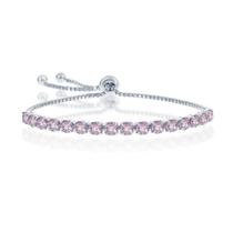 Bracelete de Prata Esterlina com Ametista e Elemento Swarovski