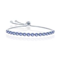 Bracelete de Prata Esterlina com Safira e Elemento Swarovski - Dezembro