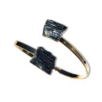 Bracelete de Turmalina Preta Ajustável Dourado Reff BT6862