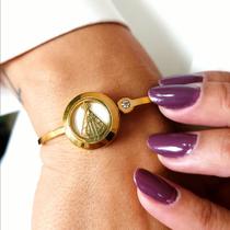 Bracelete Difusor NOSSA SENHORA em AÇO INOXIDÁVEL - Dourado