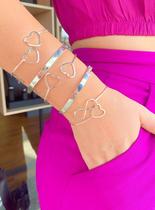 Bracelete dois Corações Regulável Prata 925