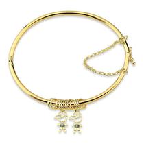 Bracelete Dois Meninos e Elos Folheado a Ouro 18k