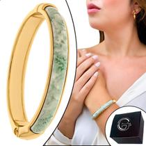 Bracelete Dourado Acrílico Marmorizado Pulseira Ouro