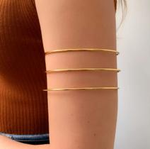 Bracelete Dourado Três Fios Lisos Aço 316l Bracelete Dourado Três Fios Lisos Aço 316l