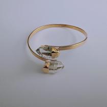 Bracelete duplo pedra bruta cristal