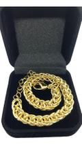 Bracelete Elo Trançada 7mm Banhada a Ouro