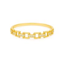 Bracelete Elos com Filetes Cravejados com Zircônias - Banhado em Ouro 18k Bracelete Elos com Filetes Cravejados com Zircônias - Banhado em Ouro 18k