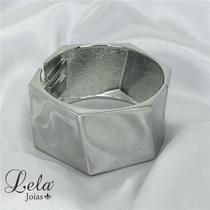 Bracelete em bijuteria maxi hexagonal prata Bracelete em bijuteria maxi hexagonal prata