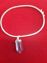 Bracelete em prata com pedra ametista