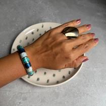 Bracelete Estiloso Esmaltado Dourado Cor:TONS AZUL