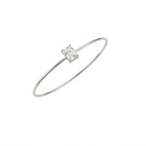 Bracelete Fechado Zircônia Retangular Cristal Banhado a Prata