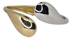Bracelete Feminino Bicolor Gotas Dourado Prata Moderna Bracelete Feminino Bicolor Gotas Dourado Prata Moderna