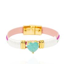 Bracelete feminino com coração cristal banhado a ouro 18k