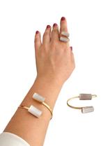 Bracelete Feminino com Duas Pedras de Selenita Branca