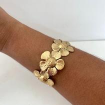 Bracelete Feminino Dourado Design Flor Imperial Pulseira Elegante Simonatto Bracelete Feminino Dourado Design Flor Imperial Pulseira Elegante Simonatto