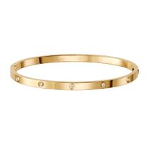 Bracelete feminino dourado semijoia cravejada em zircônias aço Bracelete feminino dourado semijoia cravejada em zircônias aço