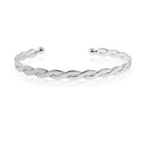 Bracelete feminino folheado em ródio branco torcida trançada laurie