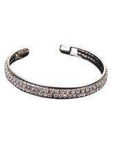 Bracelete Feminino Joia Pulseira Aberta 2 Camadas de Strass Cor:Prateado Bracelete Feminino Joia Pulseira Aberta 2 Camadas de Strass Cor:Prateado