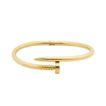 Bracelete feminino prego dourado banhado a ouro 18k aço inoxidável-NÃO PERDE A COR