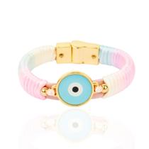 Bracelete feminino tie dye olho grego banhado a ouro 18k Bracelete feminino tie dye olho grego banhado a ouro 18k