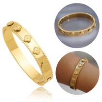 Bracelete feminino trevo dourado aço inoxidável banhado a ouro À Prova D'água Bracelete feminino trevo dourado aço inoxidável banhado a ouro À Prova D'água