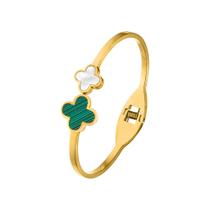 Bracelete feminino trevo pulseira dourada banhada ouro aço inoxidável à Prova D'água Bracelete feminino trevo pulseira dourada banhada ouro aço inoxidável à Prova D'água