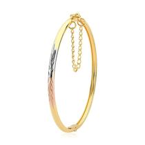 Bracelete Fino Redondo Diamantado com Fecho Folheado a Ouro 18k