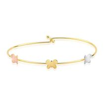Bracelete Fio com Borboletas em Três Cores Folheado a Ouro 18k