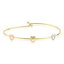 Bracelete Fio com Corações em Três Cores Folheado a Ouro 18k Bracelete Fio com Corações em Três Cores Folheado a Ouro 18k