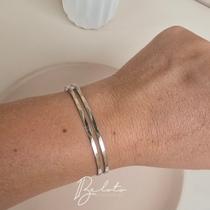 Bracelete fio duplo liso fino prata