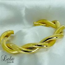 Bracelete fio duplo torcido folheado em ouro 18k