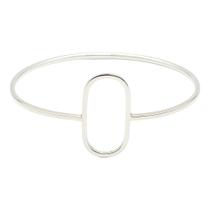 Bracelete Fio Quadrado 1 Detalhe Oval Prata 925 Italiana