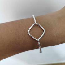 Bracelete fio trabalhado na Prata 925 Legítima Feminina