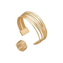 Bracelete Fios Trançados - Banhado em Ouro 18k