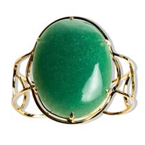 Bracelete Fixo Pedra Grande Aventurina Verde Armação Suave