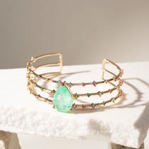 Bracelete Gota Fusion Esmeralda Colombiana - Banho de Ouro 18k Bracelete Gota Fusion Esmeralda Colombiana - Banho de Ouro 18k