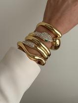 Bracelete Grosso Largo Dourado Serpente Cravejado Enrolado Cobra Duplo Rígida Espiral Strass Cristal Antebraço Estilo Bracelete Grosso Largo Dourado Serpente Cravejado Enrolado Cobra Duplo Rígida Espiral Strass Cristal Antebraço Estilo