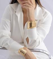 Bracelete largo celina vale tudo grande dourado prata bone antebraço orgânico alto aberto cuff inspiração liso