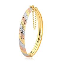 Bracelete Largo Diamantado com Fecho Folheado a Ouro 18k