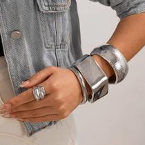 Bracelete largo grosso prata antebraço abaulado martelado articulado amassado pulseira feminina braço elegante moderna Bracelete largo grosso prata antebraço abaulado martelado articulado amassado pulseira feminina braço elegante moderna