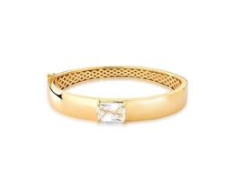Bracelete Liso com Pedra Retangular Central Banhado a Ouro - Joia Elegante