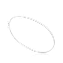 Bracelete Liso de Prata 925 Delicado Pulseira Fina Fecho Trava de Prata Pura 925