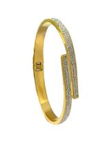 Bracelete Luxo Duas Pontas Cravejado - Banhado A Ouro 18K