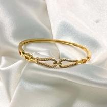 Bracelete luxo elo cravejado mini zircônias cristal banhado a ouro 18k Bracelete luxo elo cravejado mini zircônias cristal banhado a ouro 18k